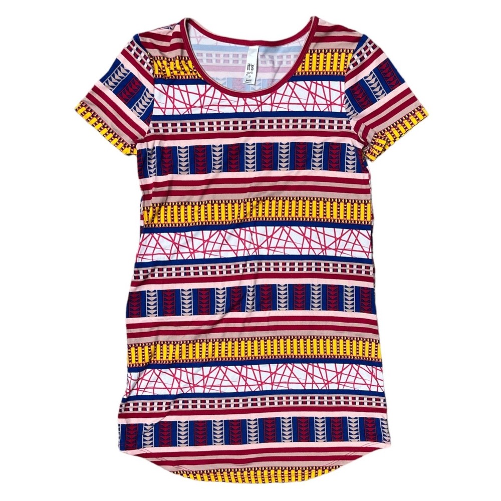 It's Girls Size Medium Pink Printed Short Sleeve Shirt Dress Boho Summer